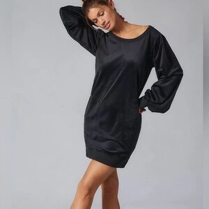 Anthropologie Daily Practice Velvet Puff-Sleeve Dress